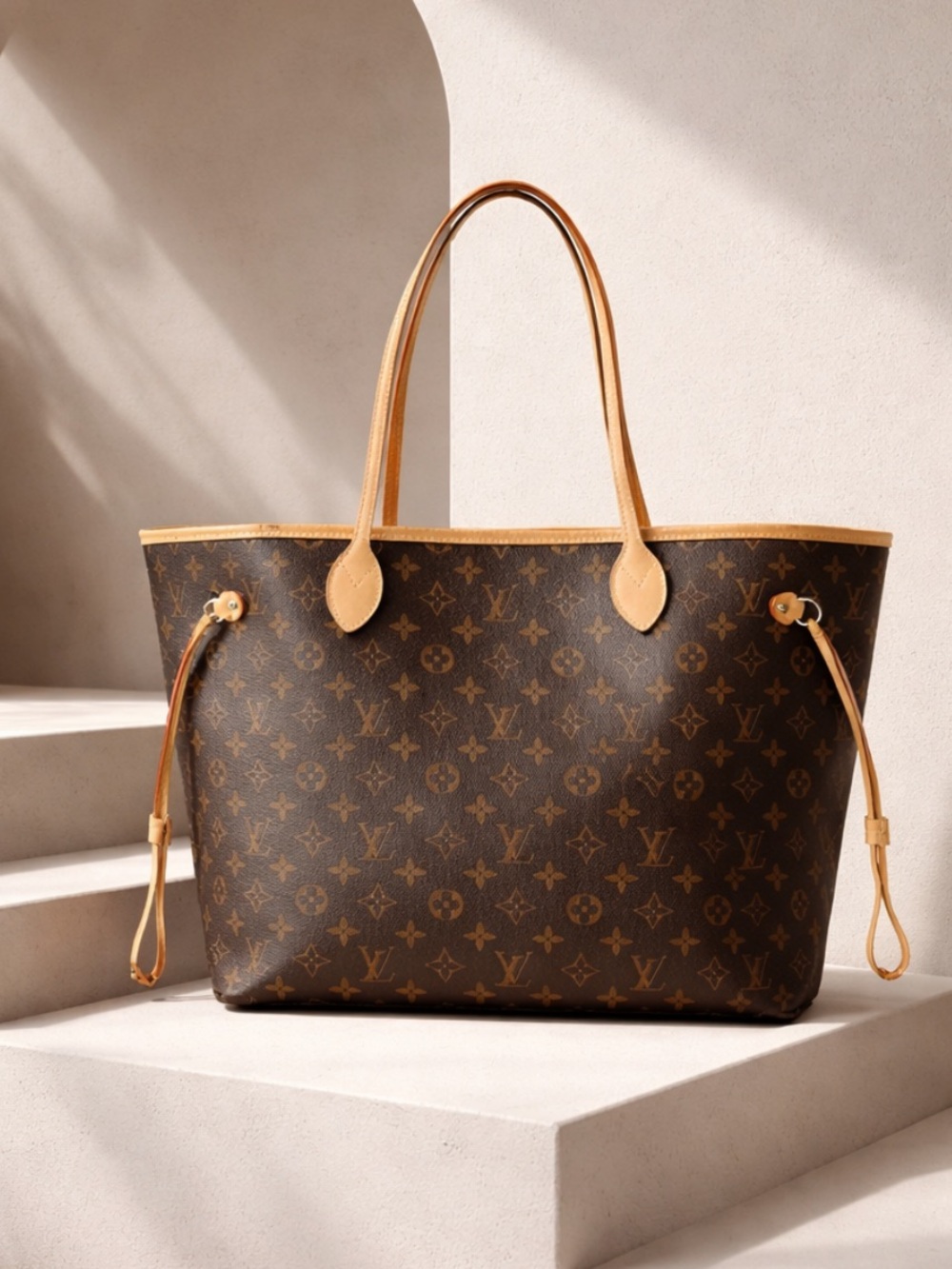 Authentic Louis Vuitton Monogram Never Full GM Shoulder Bag.